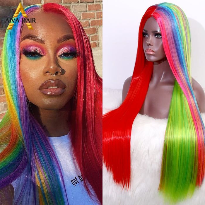 AIVA Hair Rainbow Colour Synthetic Wig For Black Women
