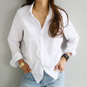 Ladies Vintage Loose Blouse Women Shirt